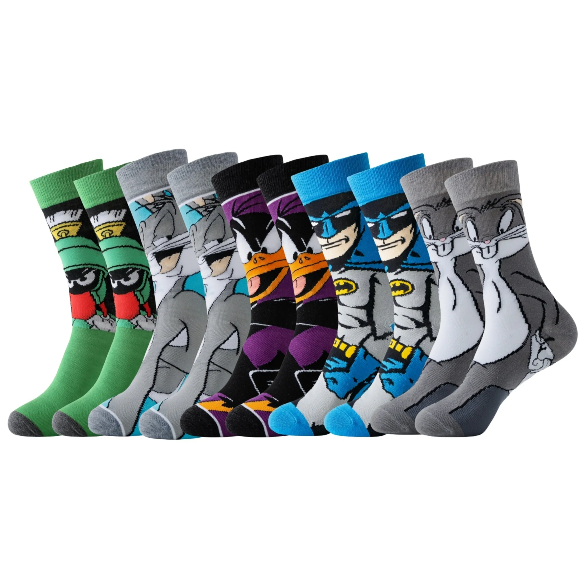 5/10/20 Pairs Of Men's Animated Characters Pattern Mid-calf Socks, Comfy, Breathable And Sweat-absorbing Socks For All Season, Creative Gift