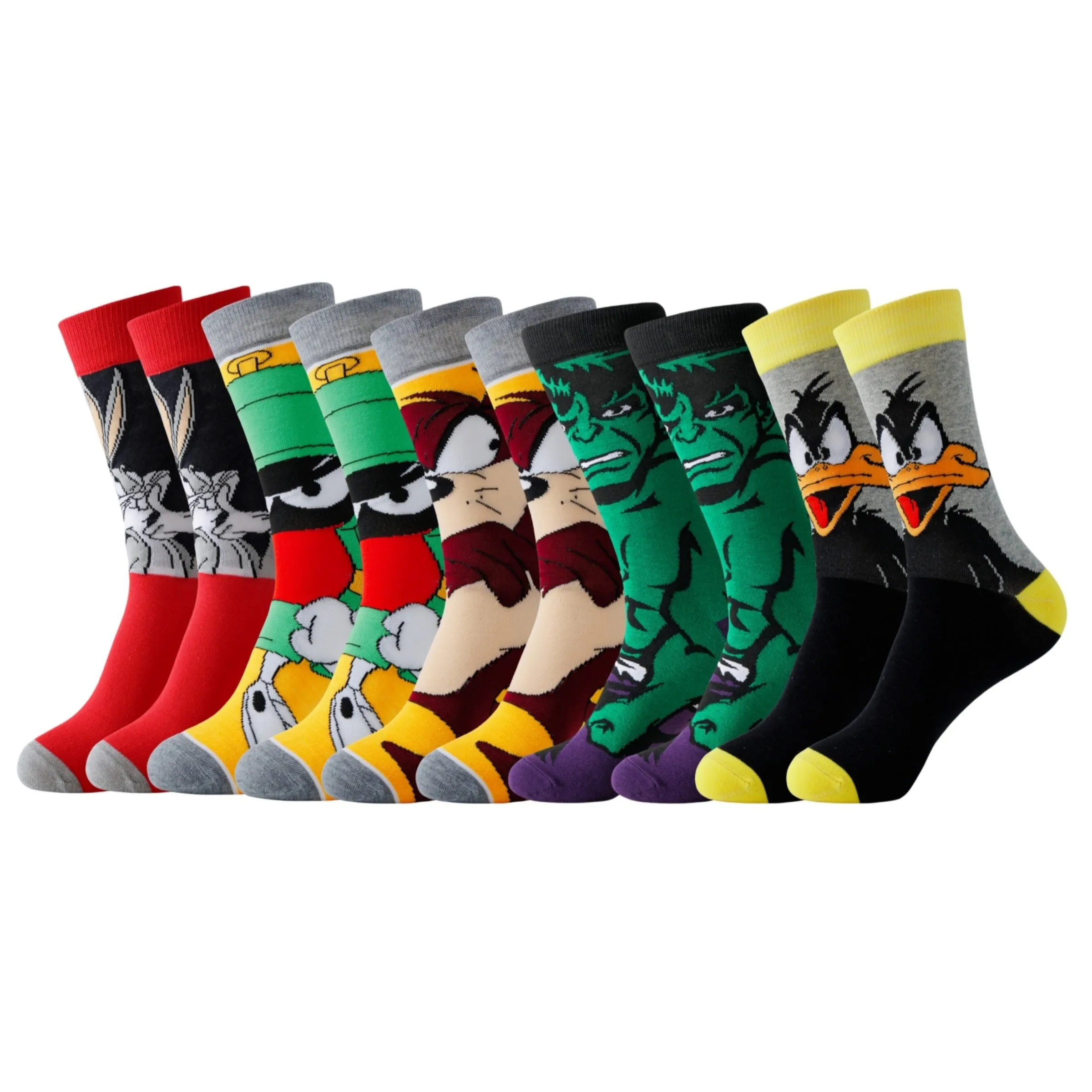 5/10/20 Pairs Of Men's Animated Characters Pattern Mid-calf Socks, Comfy, Breathable And Sweat-absorbing Socks For All Season, Creative Gift