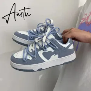 Aiertu New Women’s Sneakers Haze Blue Love Breathable Students Casual Sports Shoes Women Couple Borads Shoes Men Outdoor Sneakers