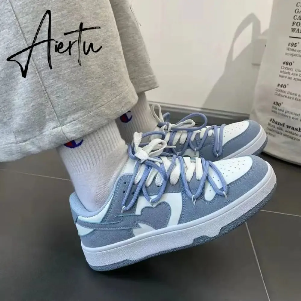 Aiertu New Women’s Sneakers Haze Blue Love Breathable Students Casual Sports Shoes Women Couple Borads Shoes Men Outdoor Sneakers