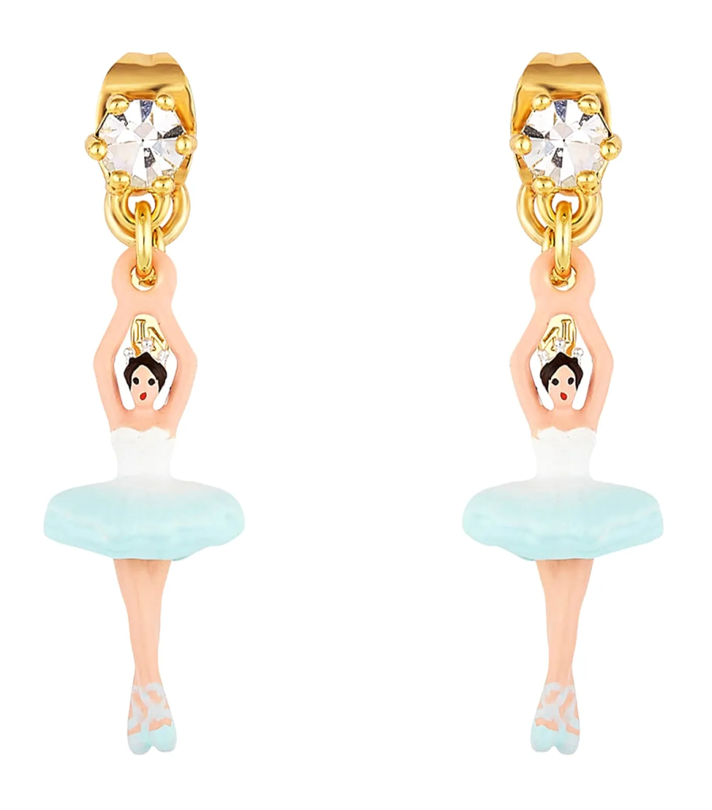 Ballerina And Faceted Crystal Earrings