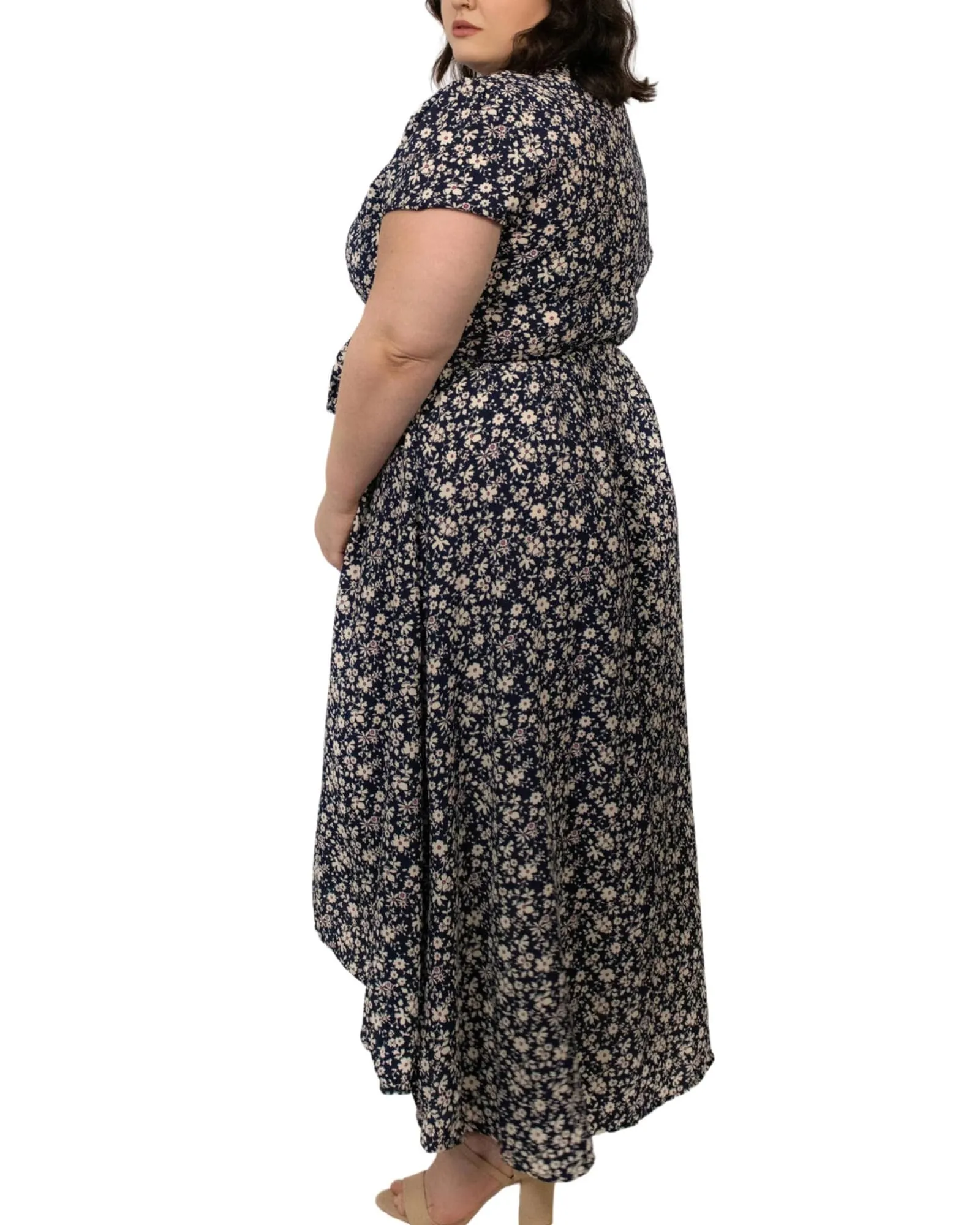Ella Maxi Dress Floral Print V Neck Navy | Navy