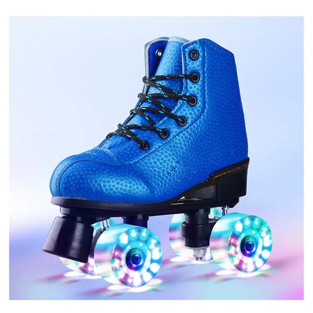 Flash Wheel Roller Skates Double Line Skates Women Female Adult With LED Lighting