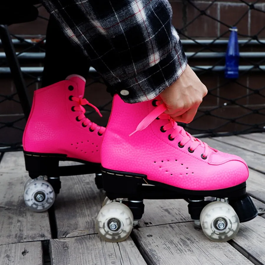 Flash Wheel Roller Skates Double Line Skates Women Female Adult With LED Lighting