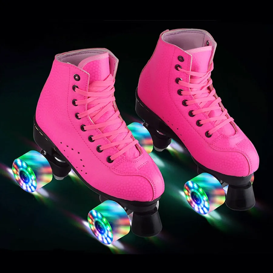 Flash Wheel Roller Skates Double Line Skates Women Female Adult With LED Lighting