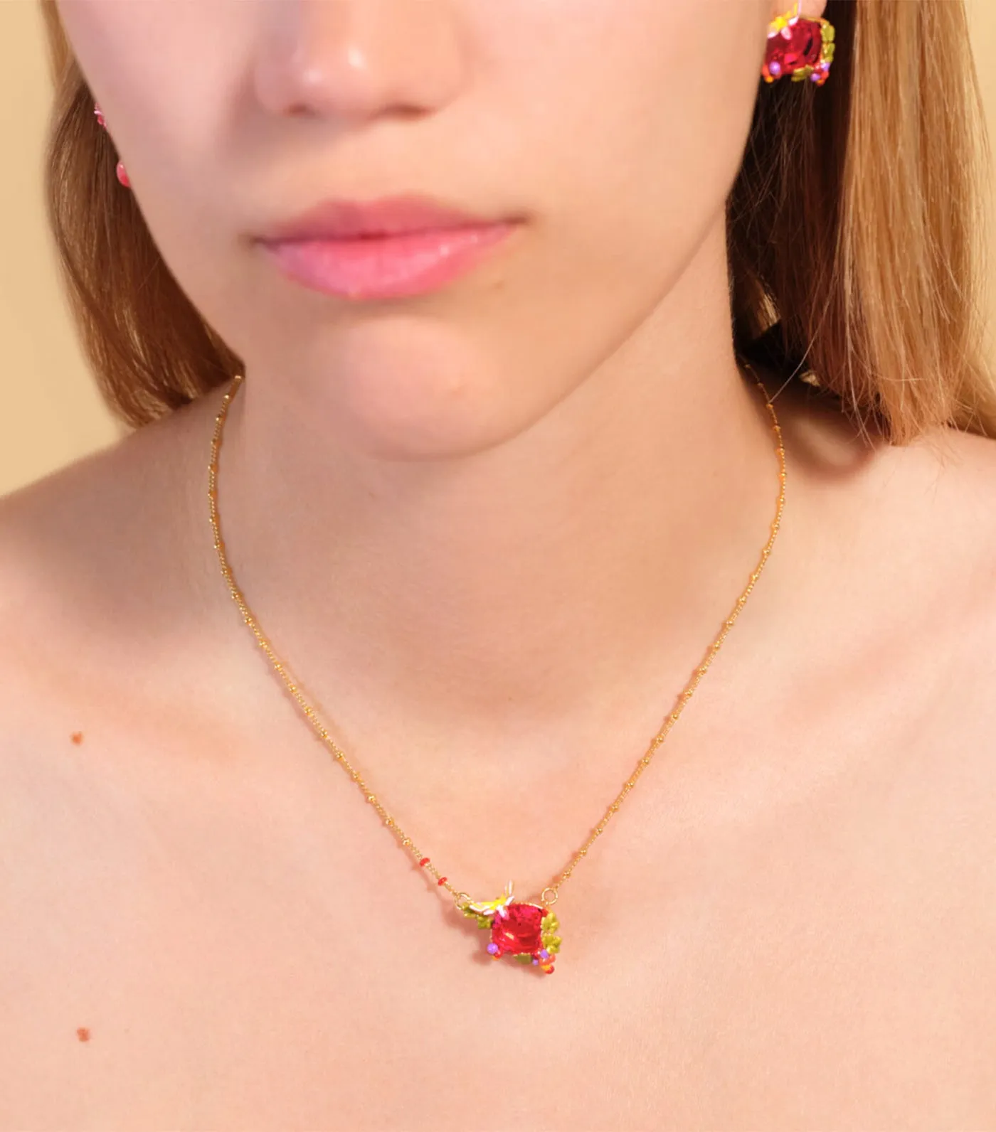 Garnet Red Faceted Stone Necklace