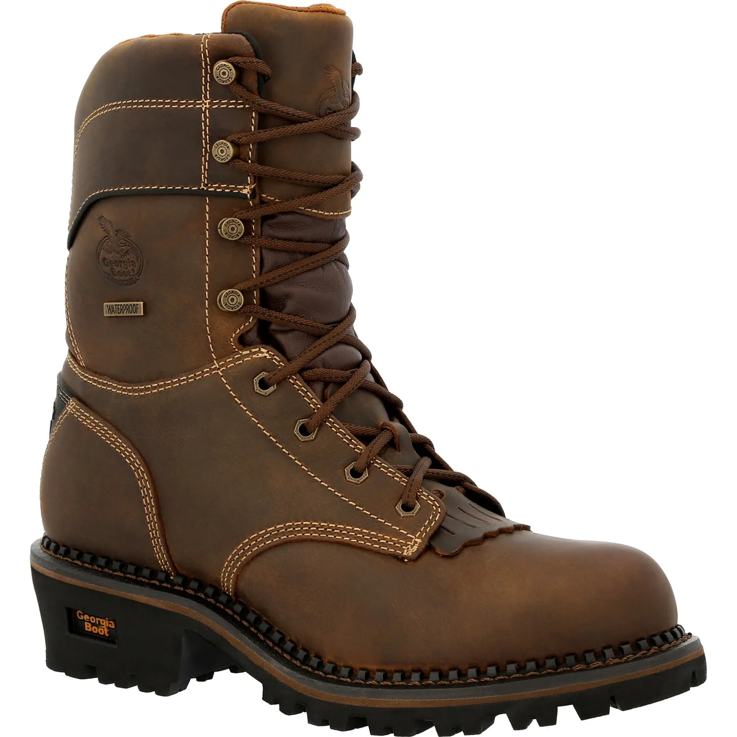 Georgia Mens AMP LT Logger CT 600G Brown Leather Work Boots