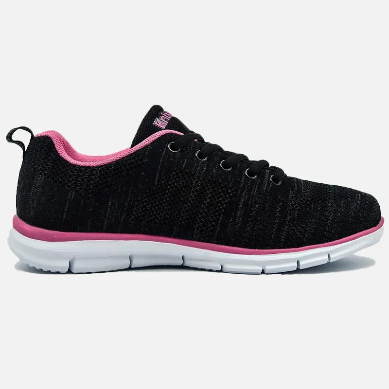Knixmax Damen Knit Sneaker, Black Rose, Leicht, Running Gym Fitness Sport Walking Schuhe