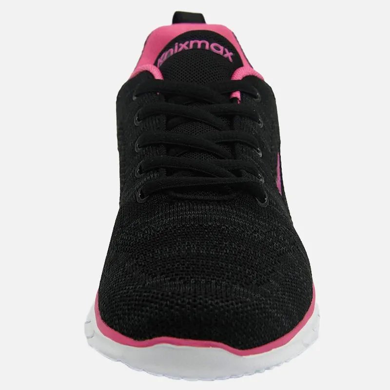 Knixmax Damen Knit Sneaker, Black Rose, Leicht, Running Gym Fitness Sport Walking Schuhe
