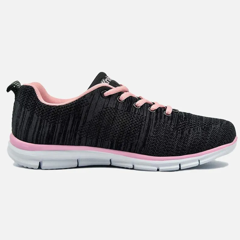 Knixmax Damen Strick-Sneaker, Schwarz Pink, Leicht, Laufen Gym Fitness Sport Wanderschuhe