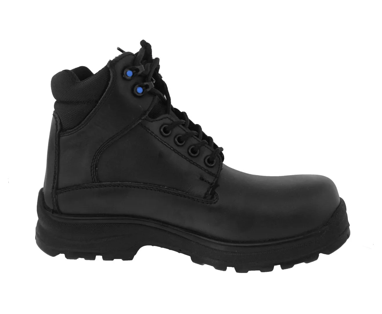 Mens #ST70 Black Leather Work Boots Lace Up - Steel Toe