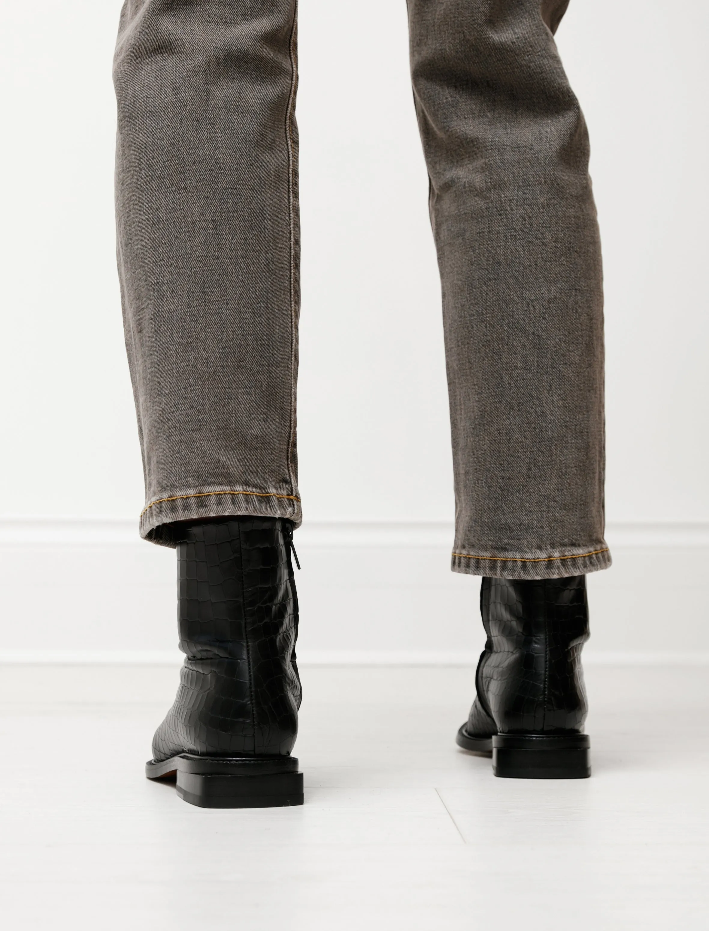 Raphi Stamped Croco Flat Boot