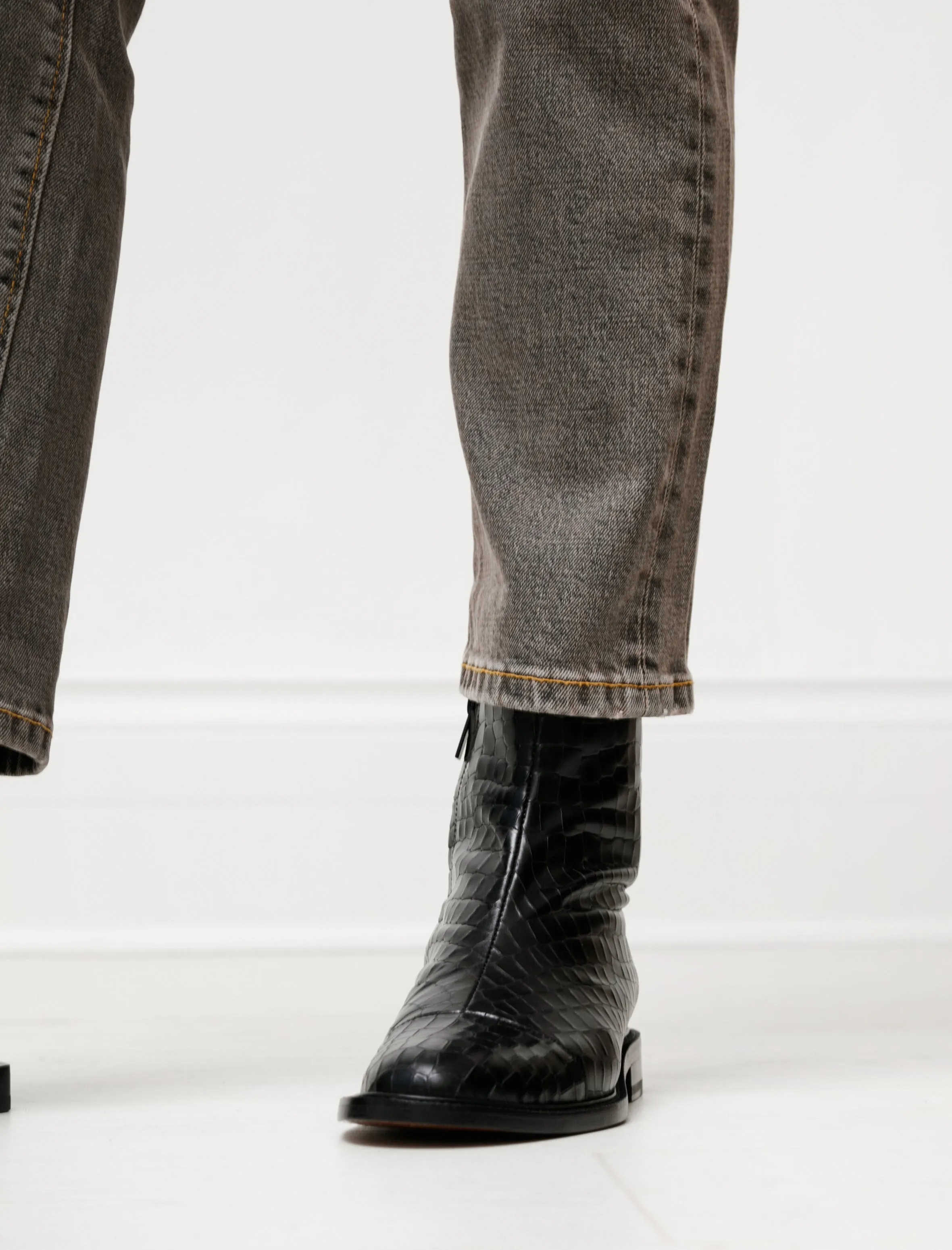 Raphi Stamped Croco Flat Boot