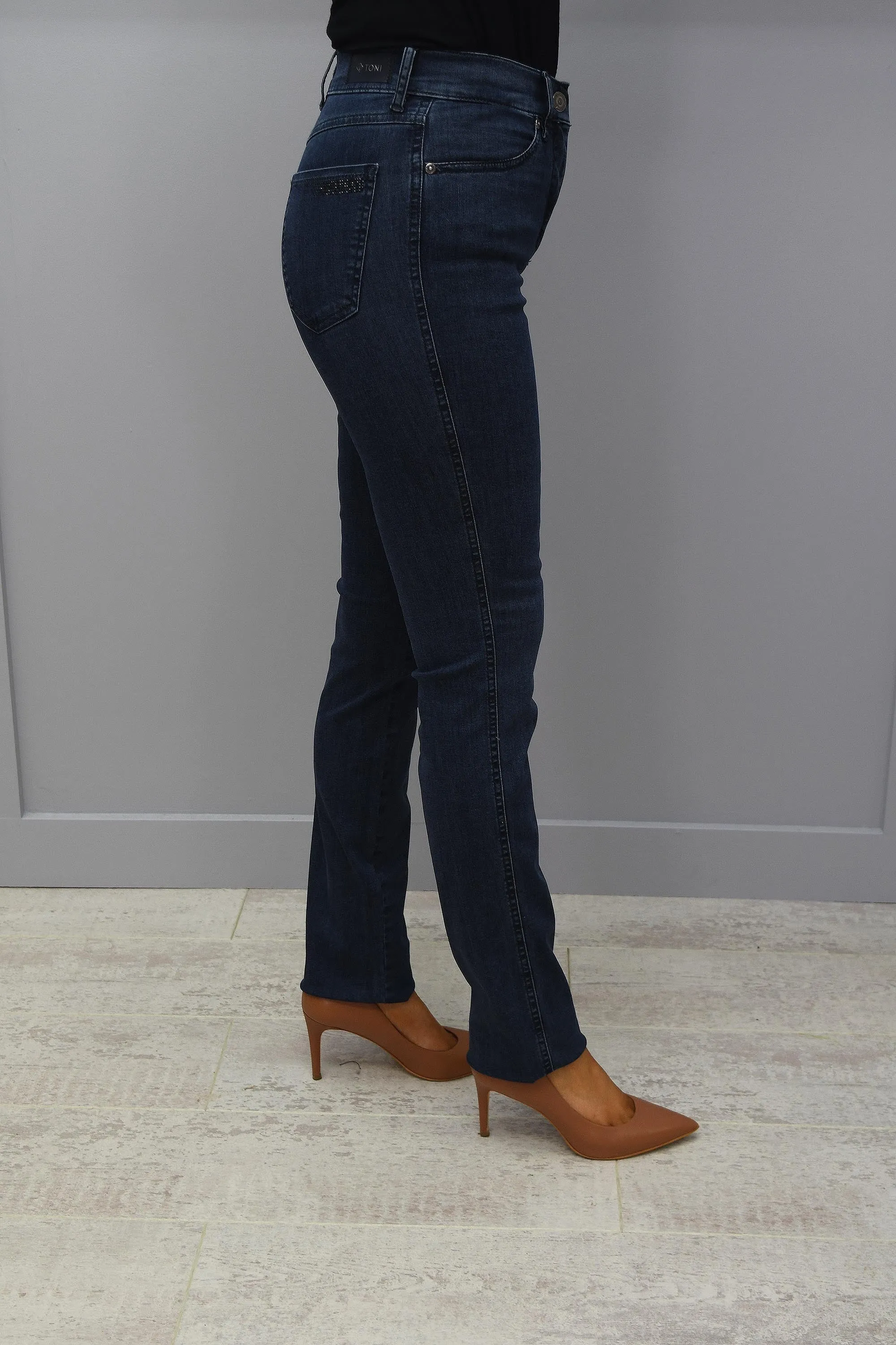 Toni Be Loved High Rise Slim Leg Dark Blue Denim Jeans - 1125 582