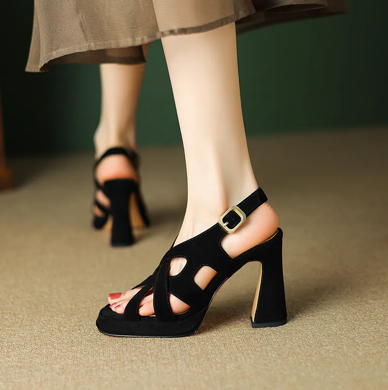 USS Shoes Oriana Women's Leather High Heels Platform Sandals