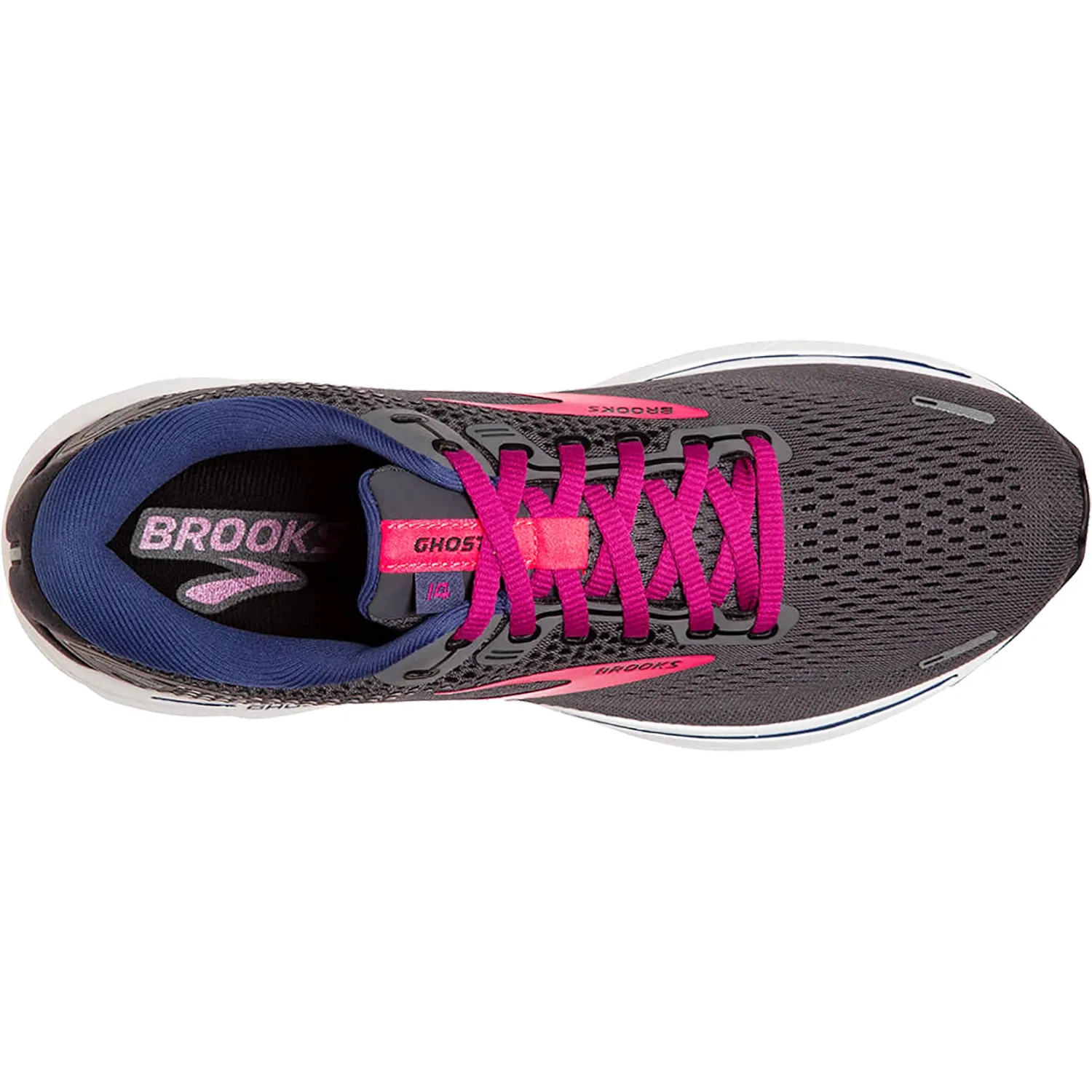 Women's Brooks Ghost 14 Pearl/Black/Pink Mesh